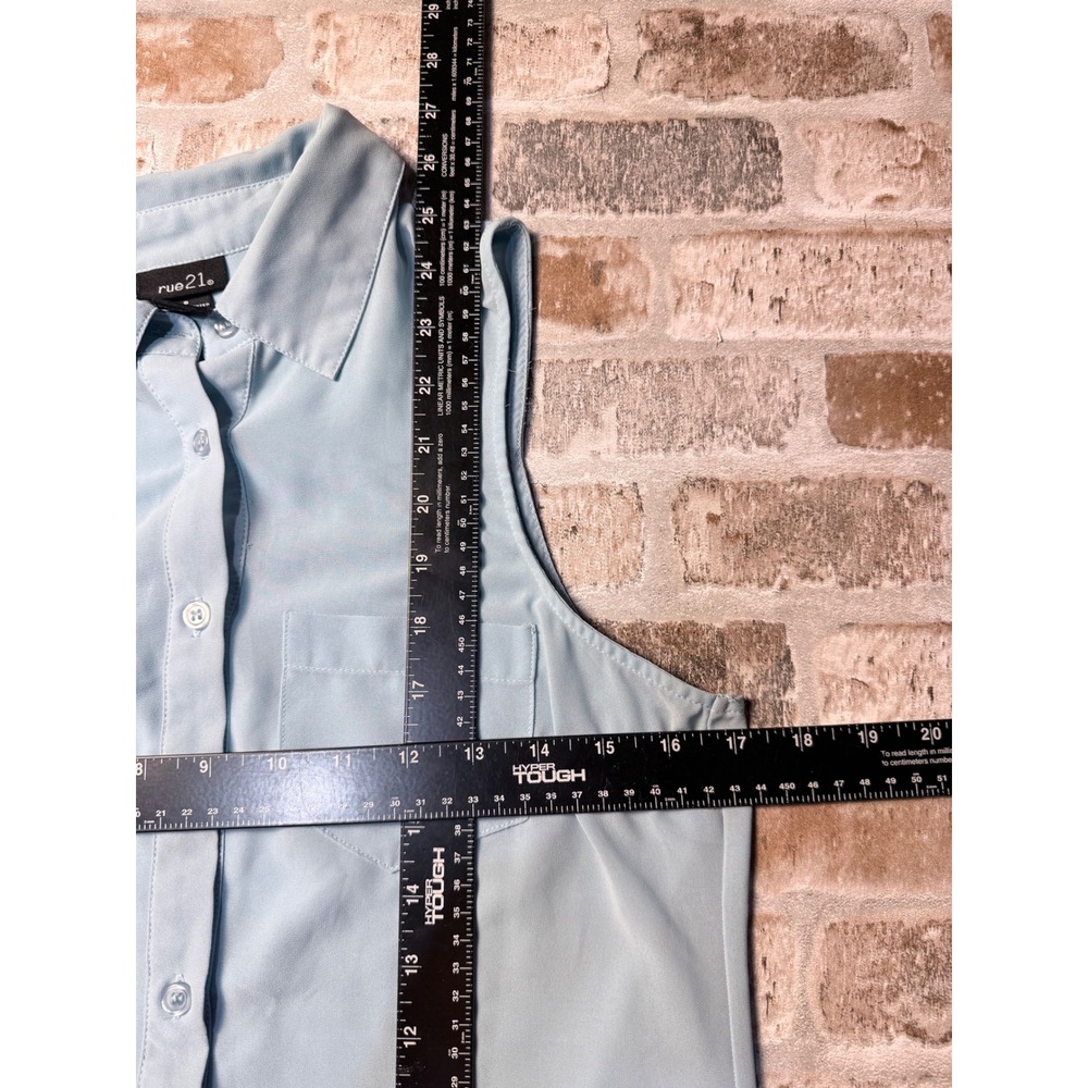 rue21 Womens Sleeveless Button Down Chiffon Blouse Light Blue‎ Size S RN 70829